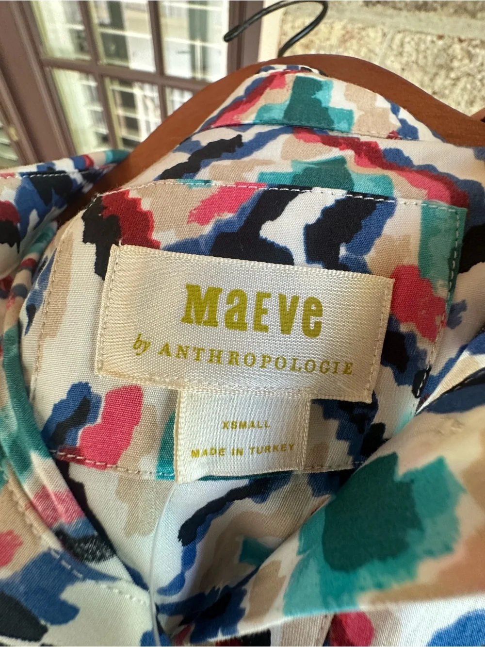 NWT Anthro Midi Dress inGeometric pattern. Button down long sleeve cotton - Picture 8 of 10